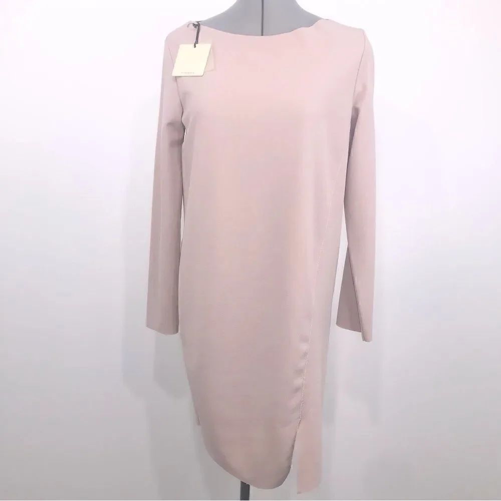 SHE! Florence NEW Neutral Blush Tan Popover Sheath Boutique Dress